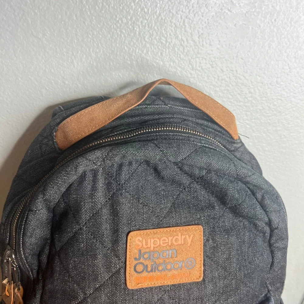 Superdry Japan Outdoor Quilted Denim Backpack Rugged Streetwear